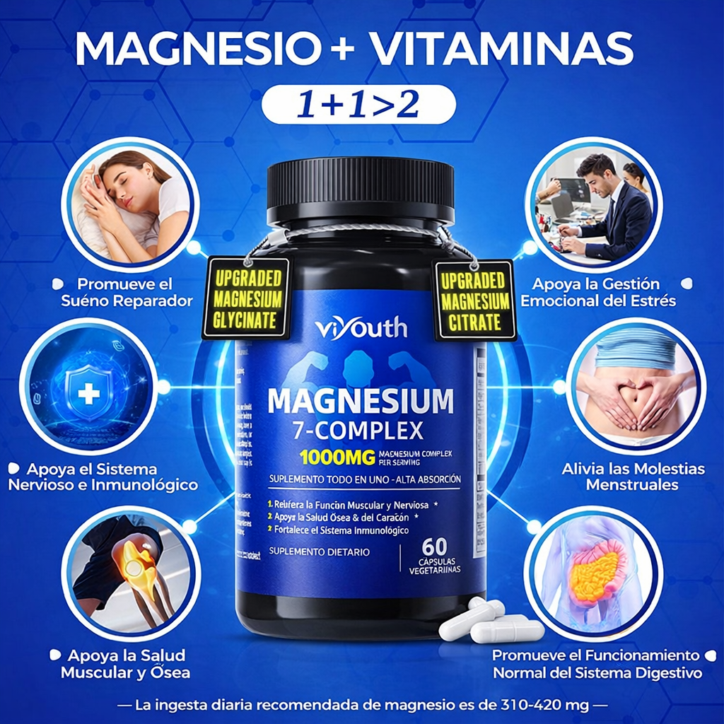 Suplemento complejo de magnesio 7 avanzado con 7 formas de magnesio