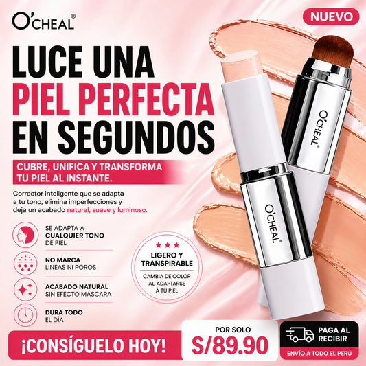Base de maquillaje en barra 2 en 1 que cambia de color, cobertura natural modulable, fórmula hidratante ligera con textura cremosa tipo polvo