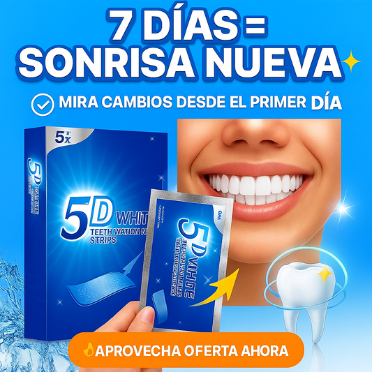 5D Tiras Blanqueadoras de Dientes 7 pares = 14 tiras 🔥🦷
