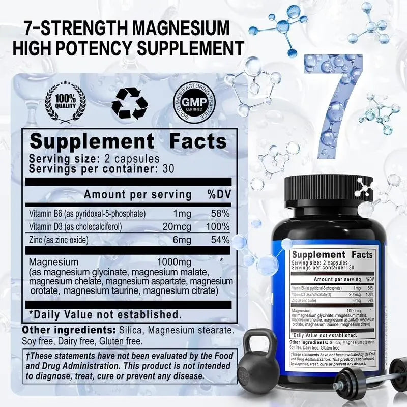 Suplemento complejo de magnesio 7 avanzado con 7 formas de magnesio