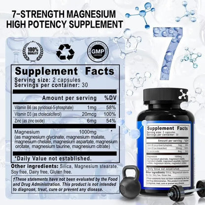 Suplemento complejo de magnesio 7 avanzado con 7 formas de magnesio